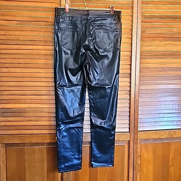 Shinestar black vegan leather pants not worn Size XL washable high rise - Picture 3 of 11
